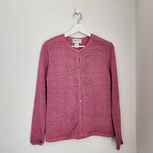Vintage 80s 90s Pendleton Pink Open Knit Button Front Cardigan Sweater S